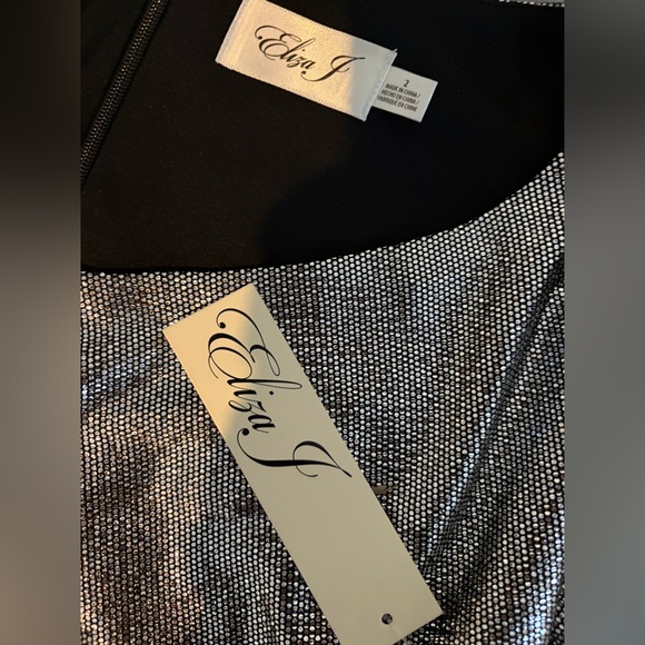 Eliza J Metallic Silver Long Sleeve Dress - Picture 6 of 7